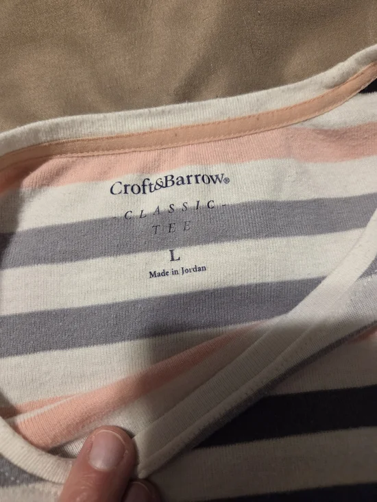 croft & barrow Striped Long-Sleeve Tee in Pink, Gray, Black & White - Picture 2 of 3